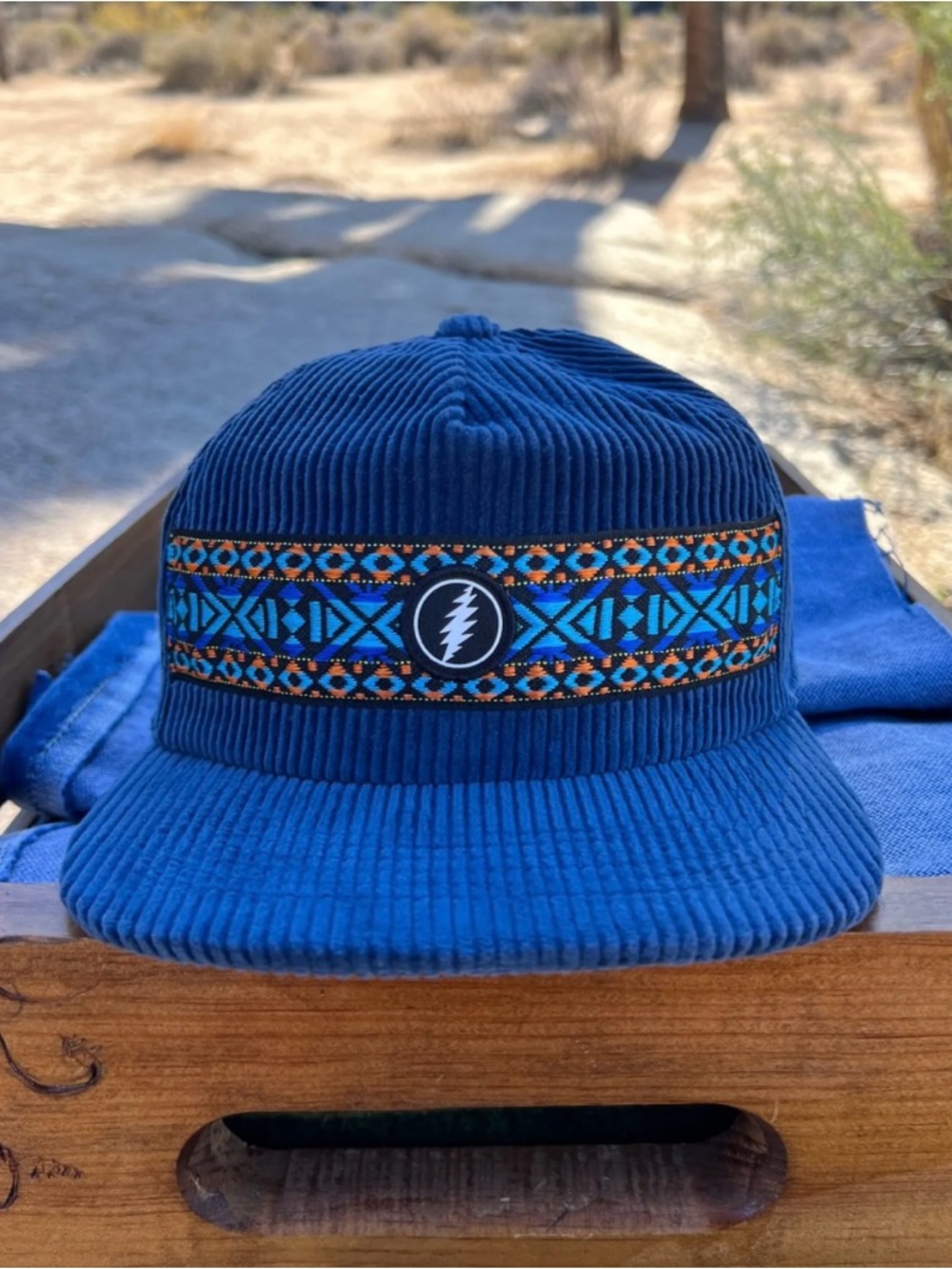 Navy Corduroy Grateful Dead Vintage Guitar Strap Hat
